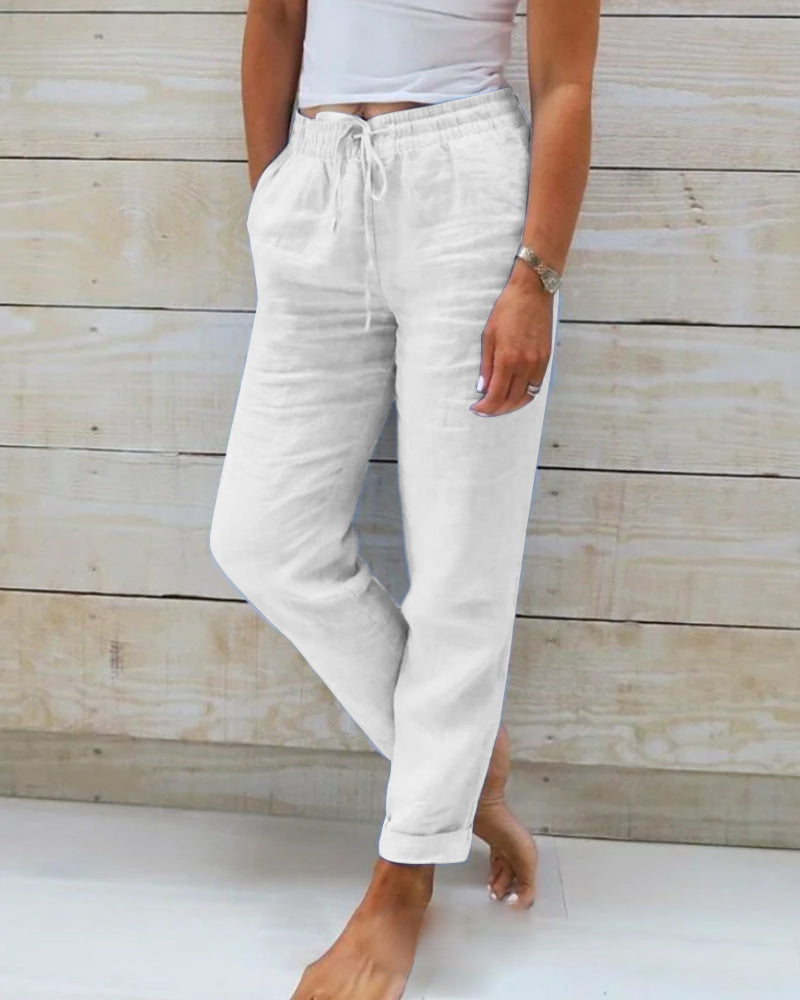 Capucine | Pantalon élastique en coton et lin