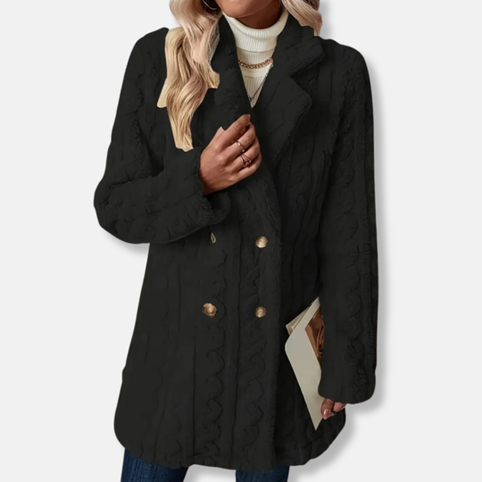 Francesca Wool Relaxed Fit Coat | Collared Button Front Winter Coat