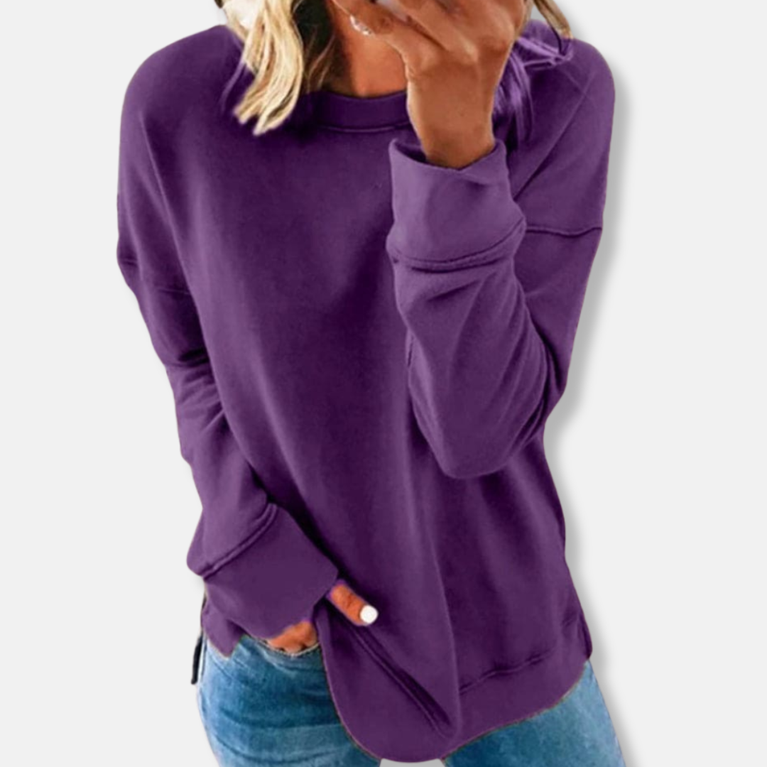 Isabella Relaxed Fit Sweatshirt | Crewneck Hip-Length Sweatshirt