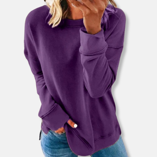 Isabella Relaxed Fit Sweatshirt | Crewneck Hip-Length Sweatshirt