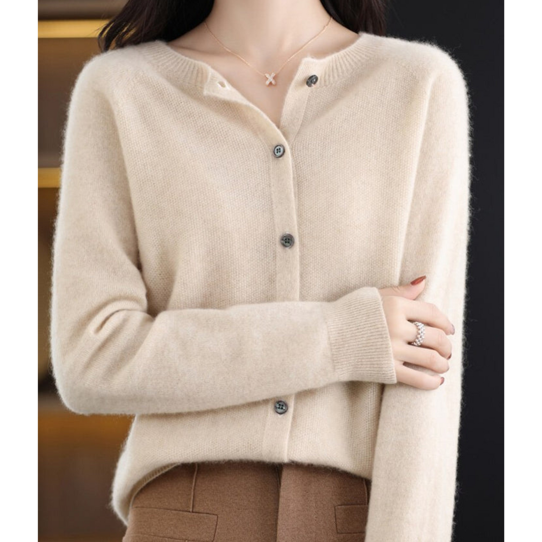 Florence Wool Regular Fit Cardigan | Button Front Long Sleeve Cardigan