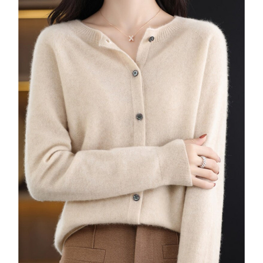 Florence Wool Regular Fit Cardigan | Button Front Long Sleeve Cardigan