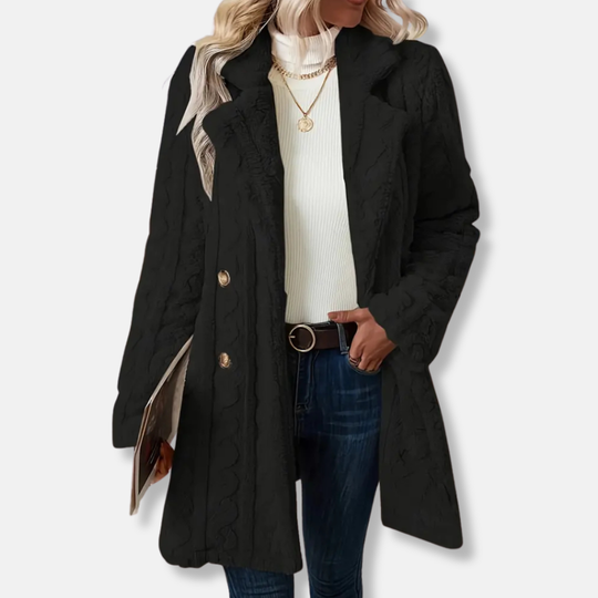 Francesca Wool Relaxed Fit Coat | Collared Button Front Winter Coat