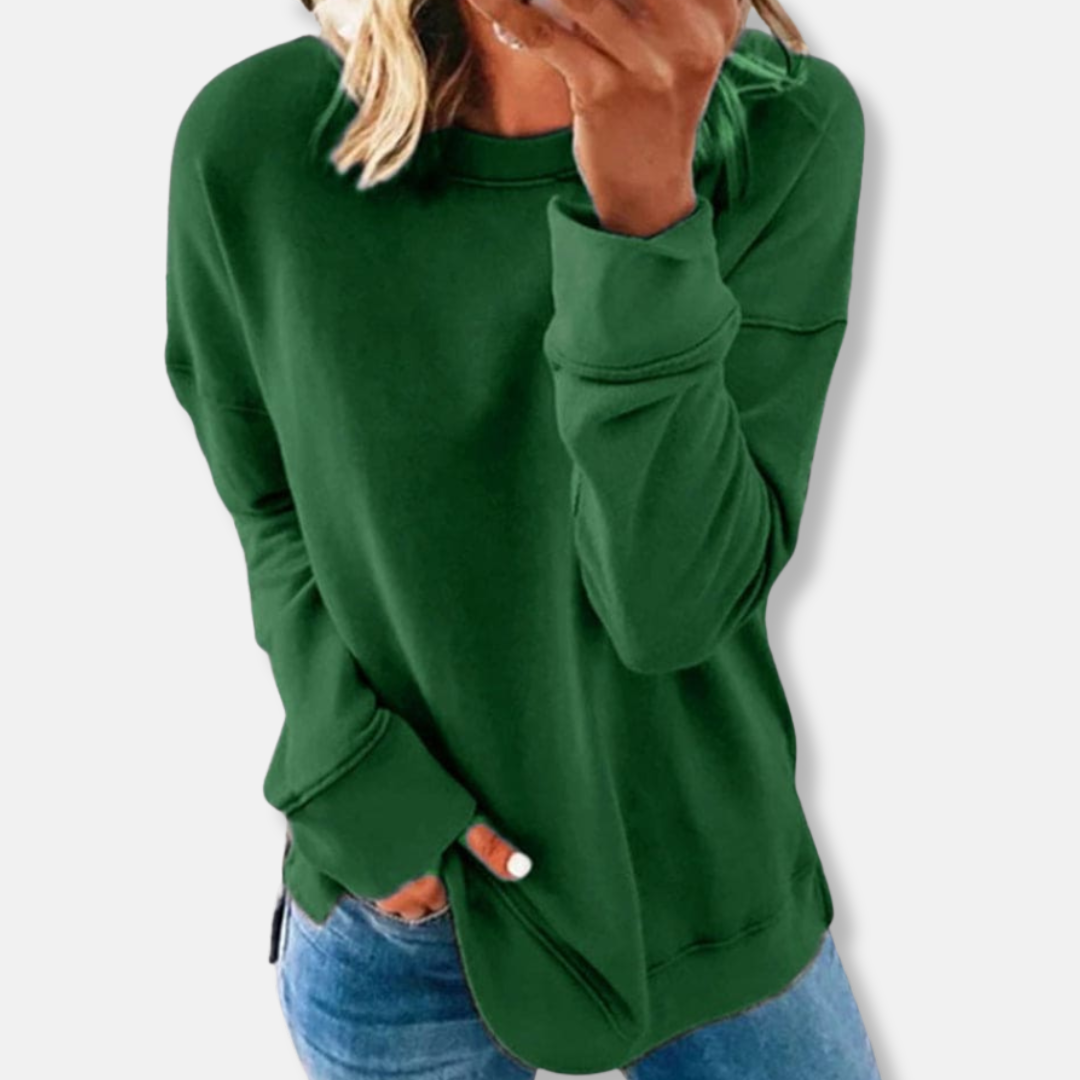 Isabella Relaxed Fit Sweatshirt | Crewneck Hip-Length Sweatshirt