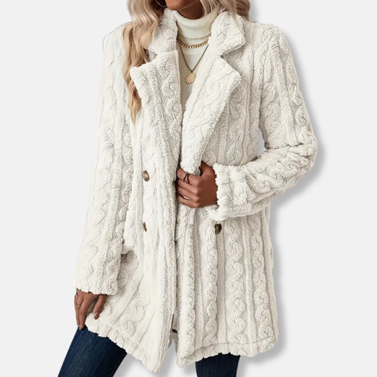 Francesca Wool Relaxed Fit Coat | Collared Button Front Winter Coat
