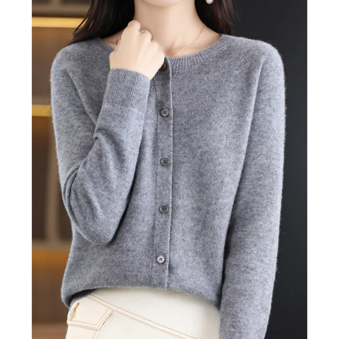 Florence Wool Regular Fit Cardigan | Button Front Long Sleeve Cardigan
