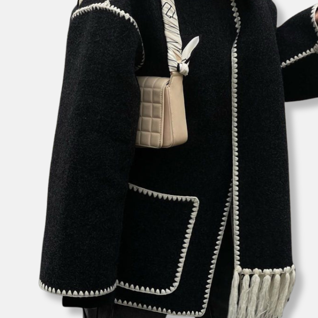 Flora Wool Relaxed Fit Jacket | High Neck Long Sleeve Jacket