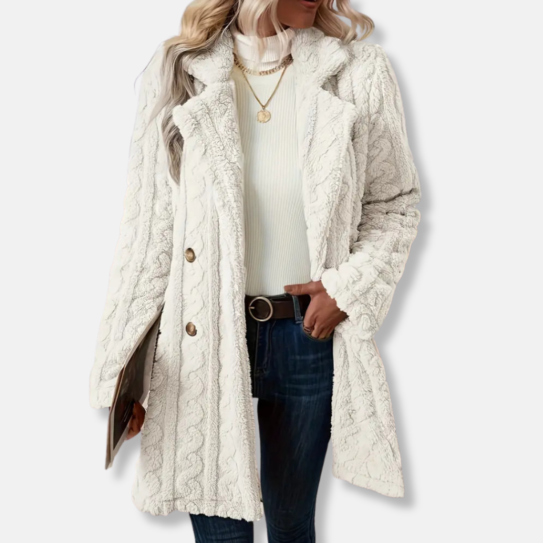 Francesca Wool Relaxed Fit Coat | Collared Button Front Winter Coat