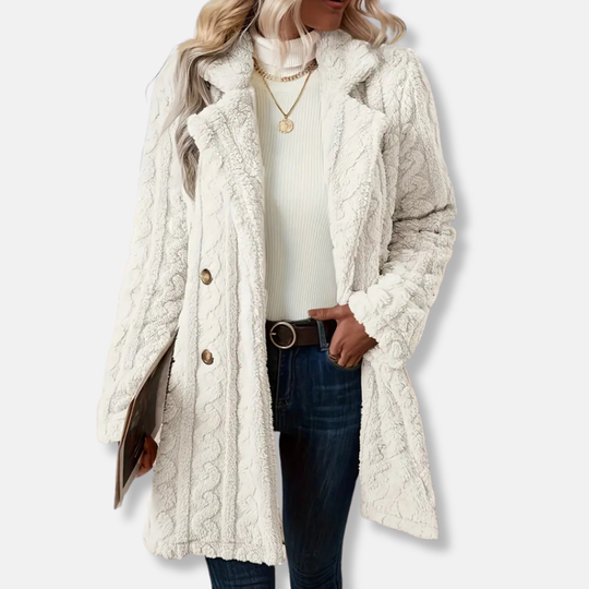 Francesca Wool Relaxed Fit Coat | Collared Button Front Winter Coat