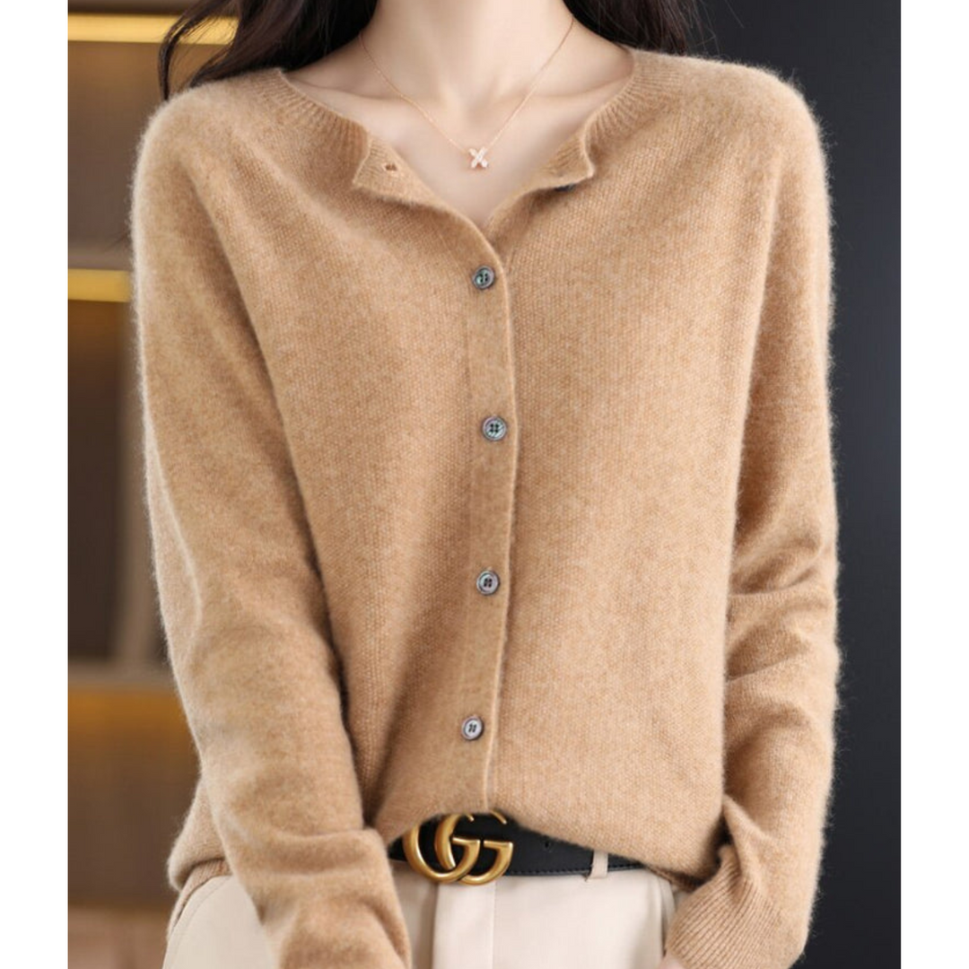 Florence Wool Regular Fit Cardigan | Button Front Long Sleeve Cardigan