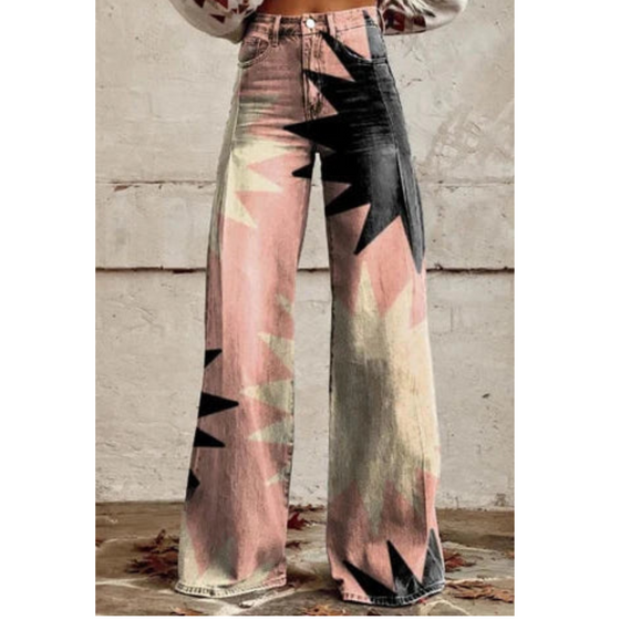 Iris Graphic Print Loose Fit Women Wide Leg Pants Casual
