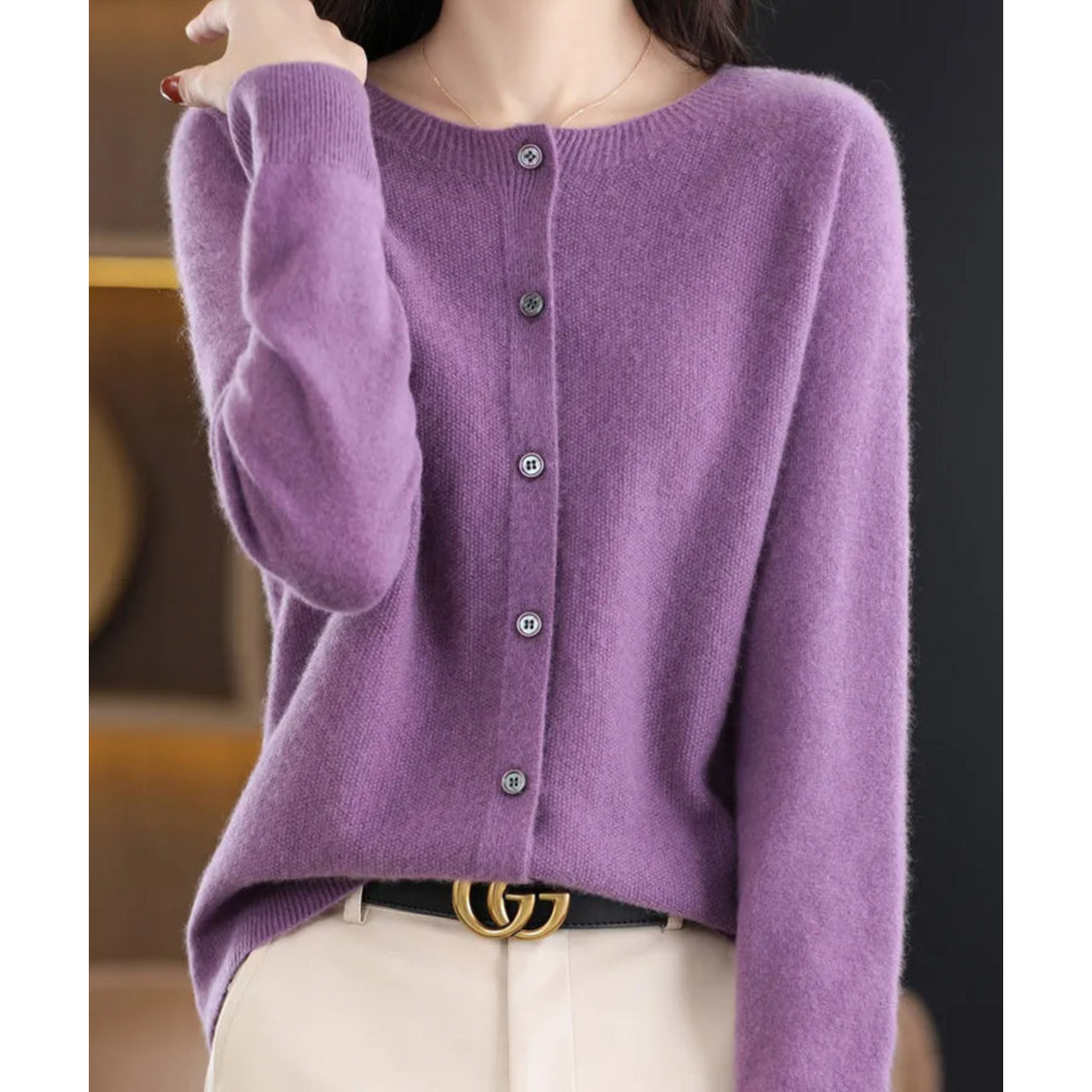 Florence Wool Regular Fit Cardigan | Button Front Long Sleeve Cardigan