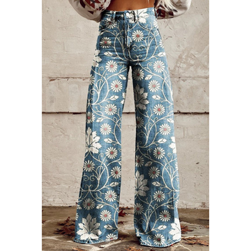 Emmanuelle Floral Wide Leg Pants for Women Elegant Style