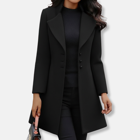 Sienna Wool Tailored Coat | Collared Button Front Coat