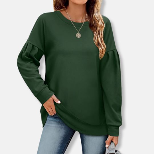 Isla Relaxed Fit Sweatshirt | Puff Sleeve Crewneck Sweatshirt