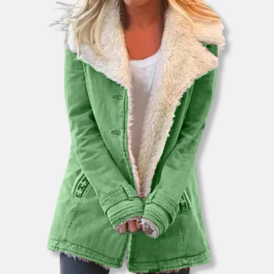 Sienna Relaxed Fit Winter Jacket | Fleece Lined Button Front Jacket