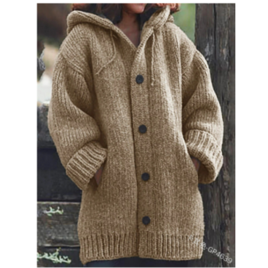 Manon | Manteau douillet avec capuche et boutons pour femme