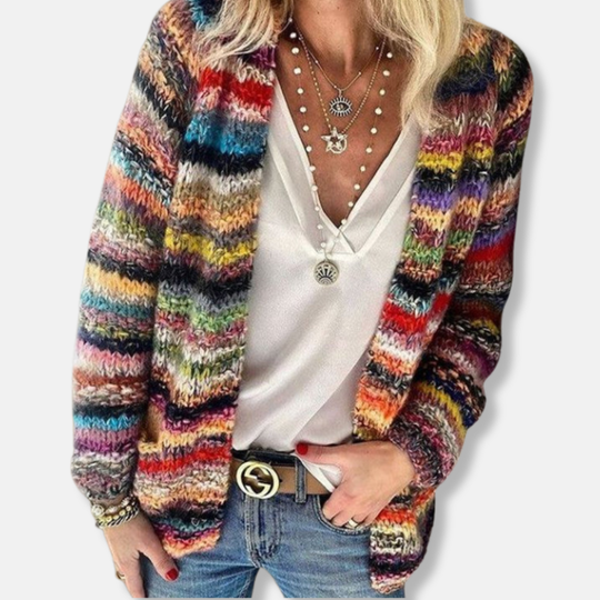 Chiara Wool Relaxed Fit Cardigan | V-Neck Open Front Cardigan