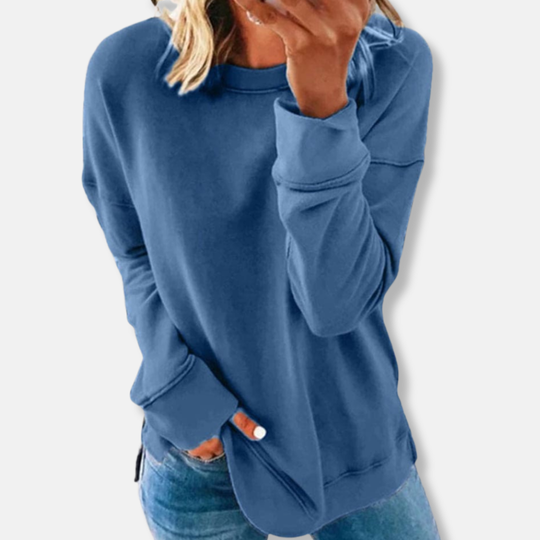 Isabella Relaxed Fit Sweatshirt | Crewneck Hip-Length Sweatshirt