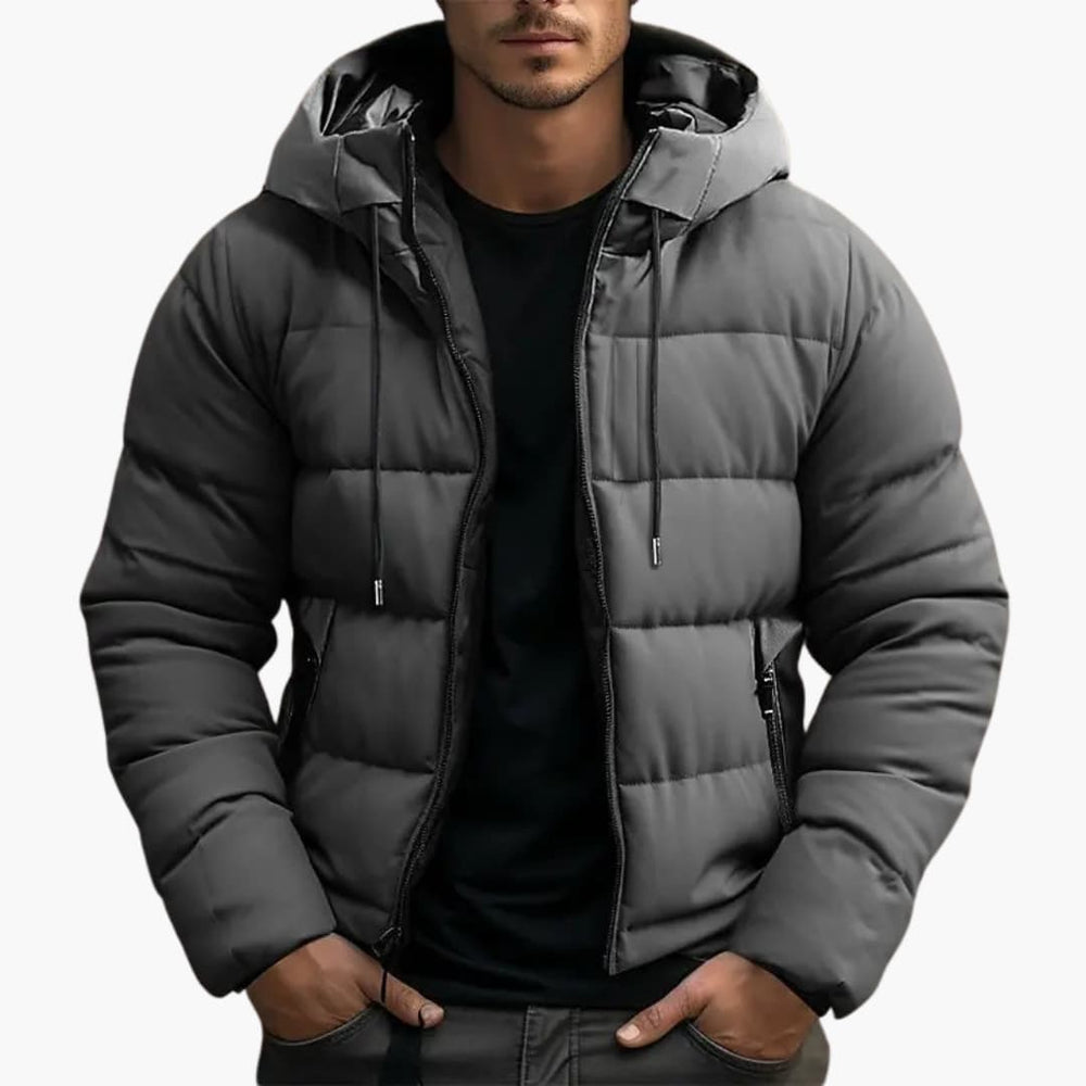 Noah Quilted Puffer Jacket | Drawstring Hood Relaxed Fit Jacket