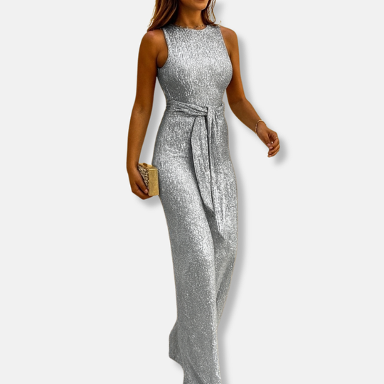 Rosie Relaxed Fit Jumpsuit | Glittered  Sleeveless Crewneck Jumpsuit
