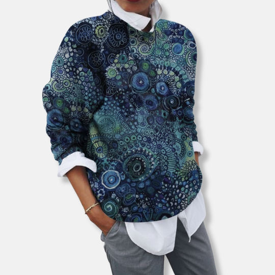 Sienna Relaxed Fit Sweatshirt | Abstract Print Crewneck Sweatshirt