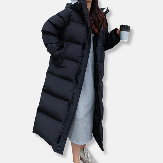 Isabella Oversized Puffer Coat | Hooded Quilted Full-Length Coat