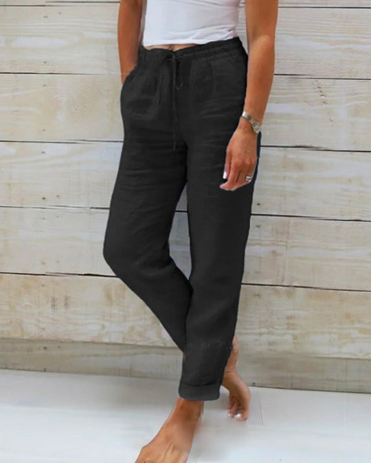 Capucine | Pantalon élastique en coton et lin