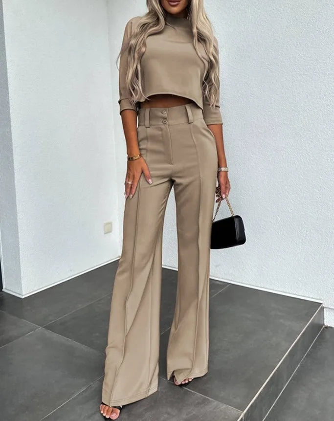 Céline | Ensemble Femme avec Crop-Top et Pantalon