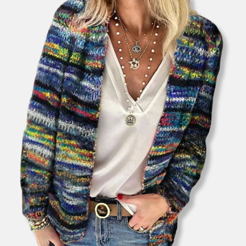 Chiara Wool Relaxed Fit Cardigan | V-Neck Open Front Cardigan