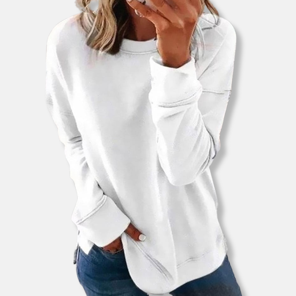 Isabella Relaxed Fit Sweatshirt | Crewneck Hip-Length Sweatshirt