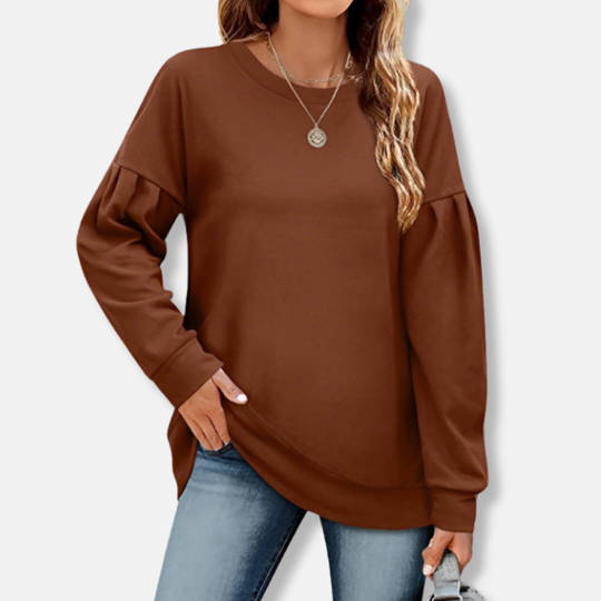 Isla Relaxed Fit Sweatshirt | Puff Sleeve Crewneck Sweatshirt