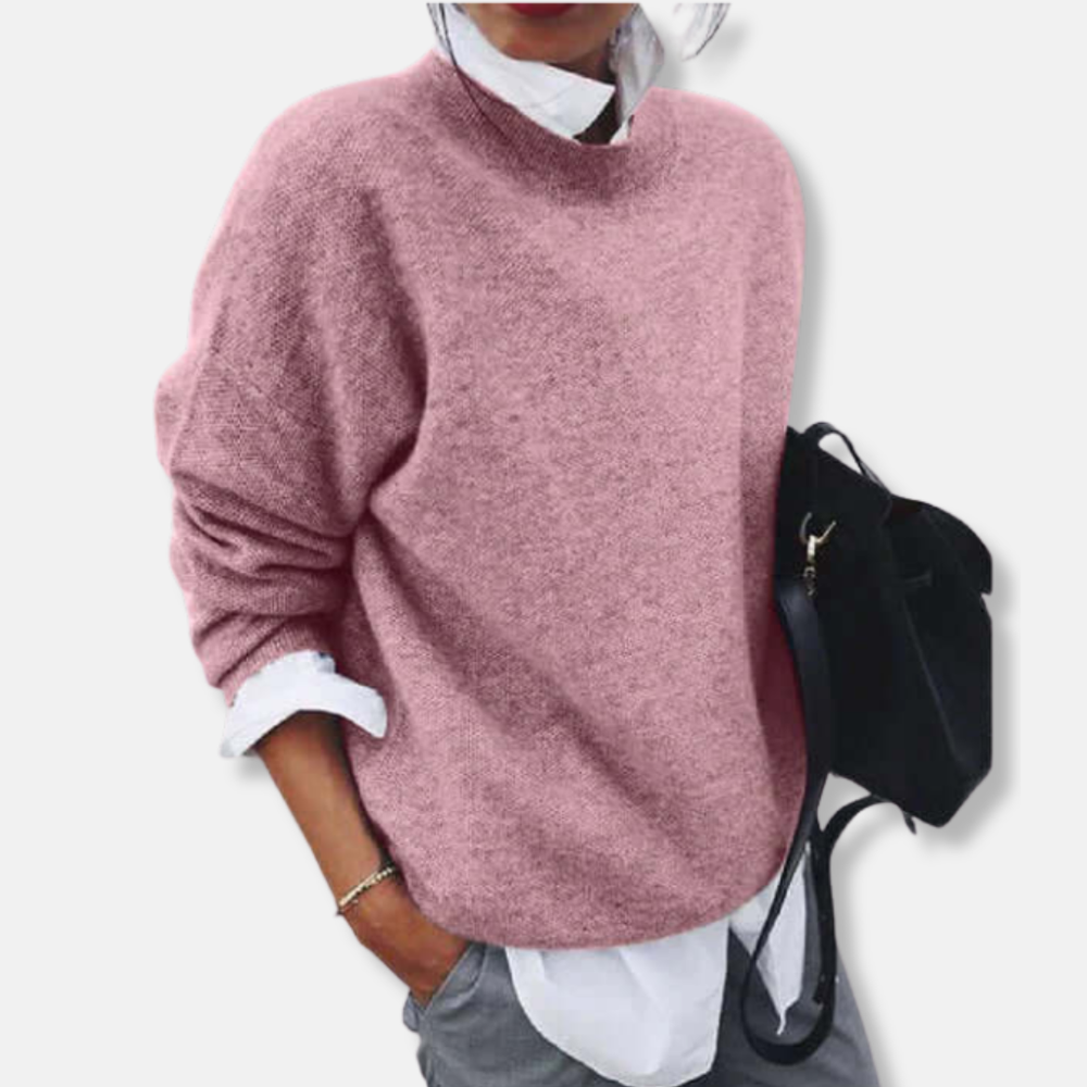 Lily Relaxed Fit Pullover Sweater | Crewneck Long Sleeve Sweater
