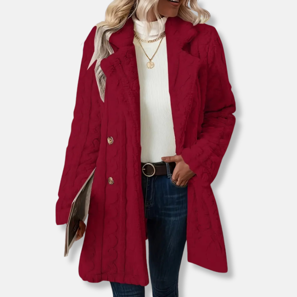 Francesca Wool Relaxed Fit Coat | Collared Button Front Winter Coat