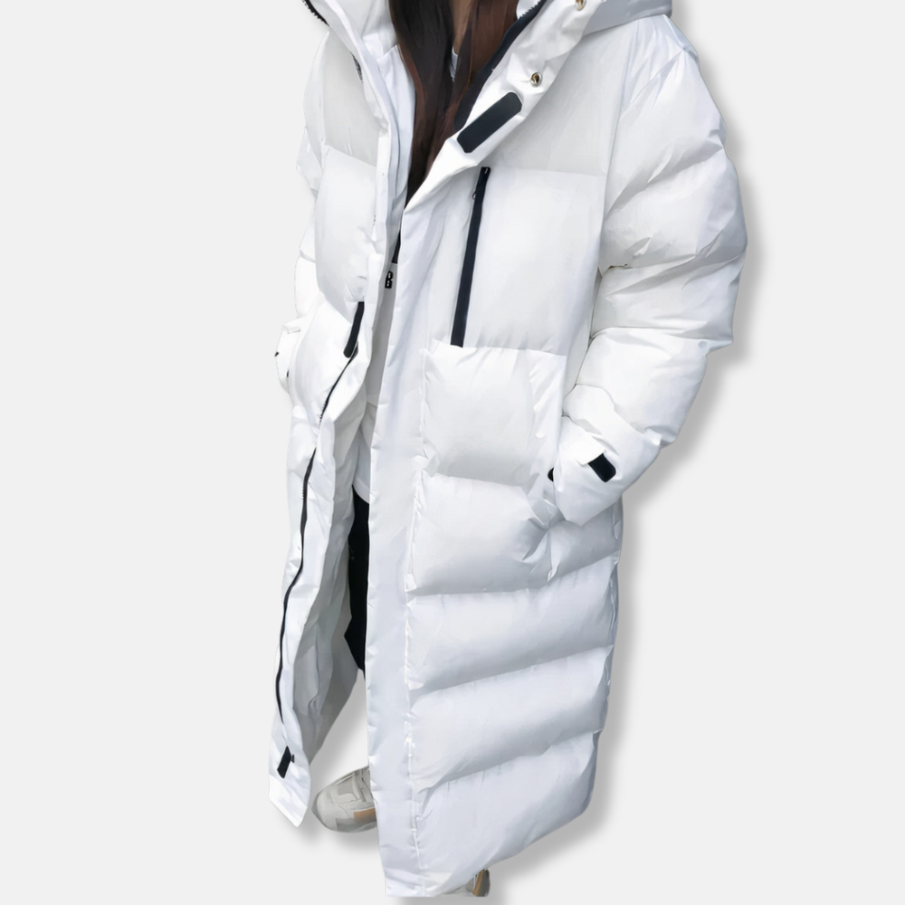 Isabella Oversized Puffer Coat | Hooded Quilted Full-Length Coat