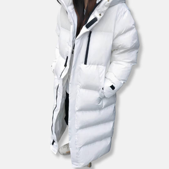 Isabella Oversized Puffer Coat | Hooded Quilted Full-Length Coat