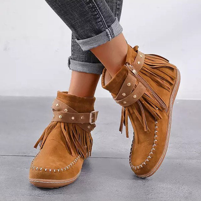 Vespérine | Bottes Vintage Chaudes à Franges