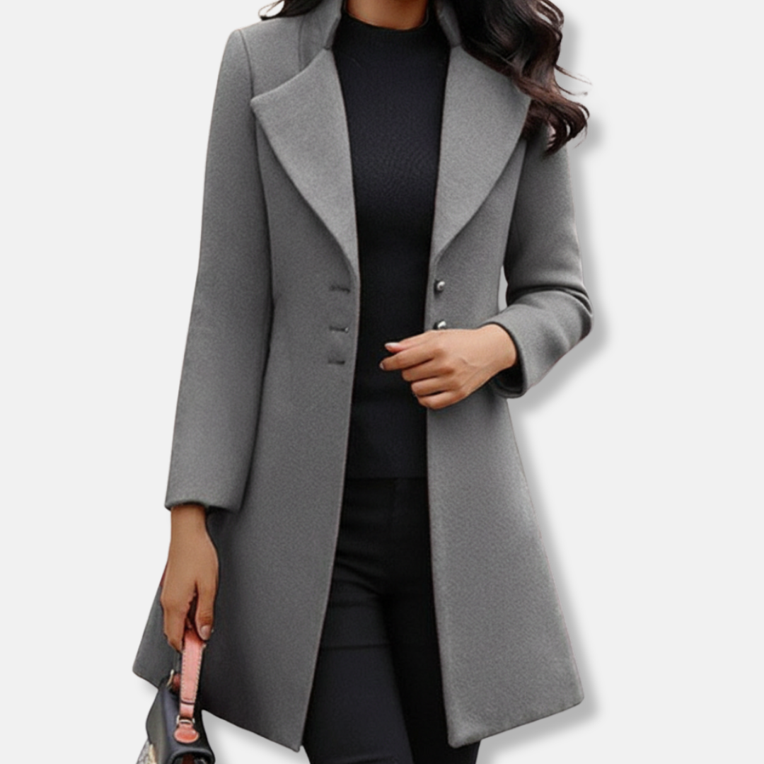 Sienna Wool Tailored Coat | Collared Button Front Coat