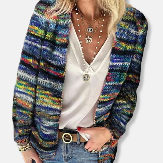 Chiara Wool Relaxed Fit Cardigan | V-Neck Open Front Cardigan