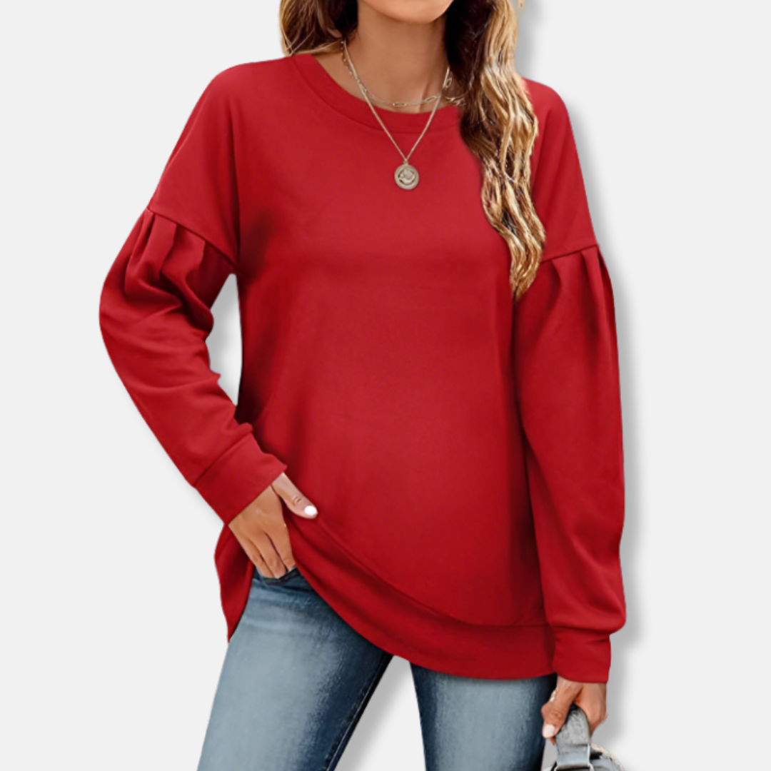 Isla Relaxed Fit Sweatshirt | Puff Sleeve Crewneck Sweatshirt