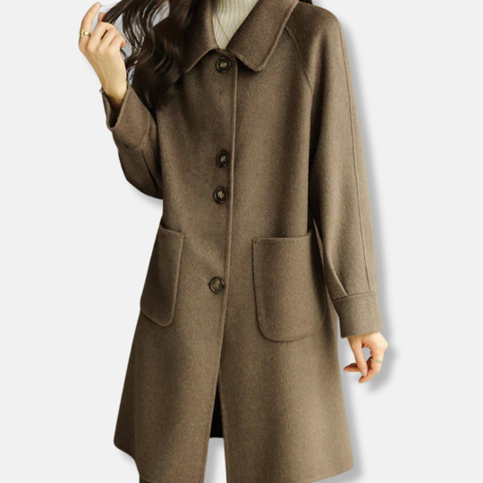 Florence Wool Relaxed Fit Coat | Collared Button Front Winter Coat