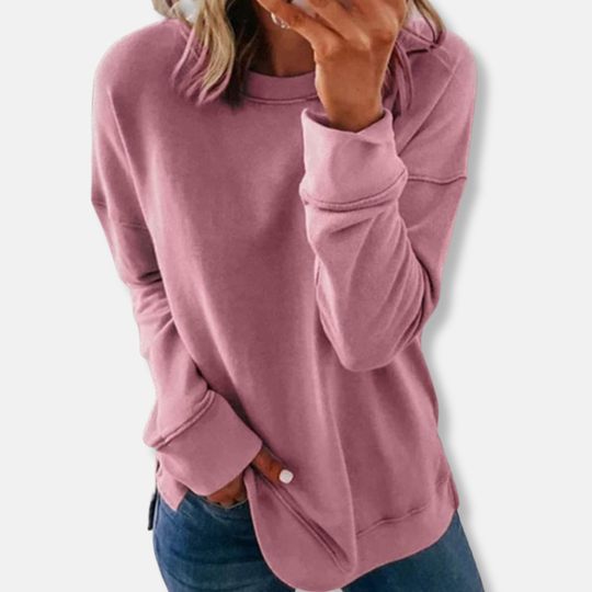 Isabella Relaxed Fit Sweatshirt | Crewneck Hip-Length Sweatshirt