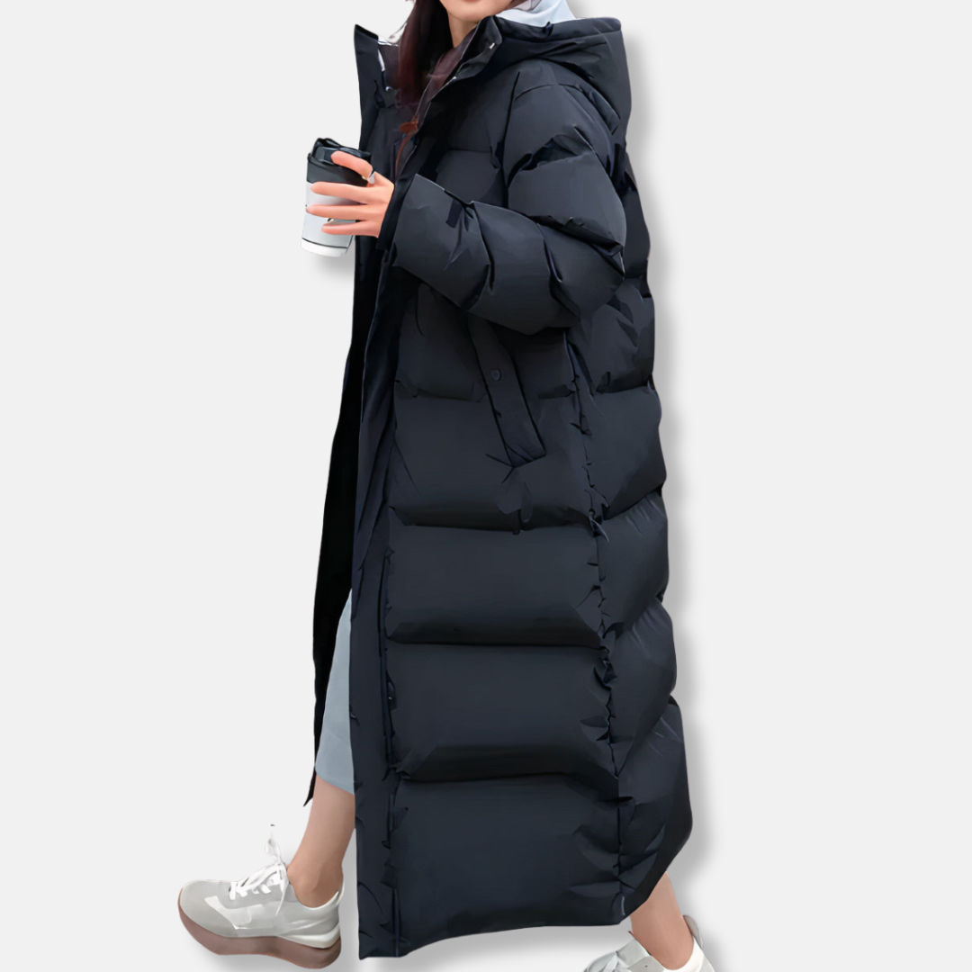 Isabella Oversized Puffer Coat | Hooded Quilted Full-Length Coat