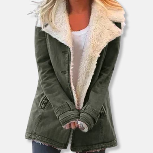 Sienna Relaxed Fit Winter Jacket | Fleece Lined Button Front Jacket