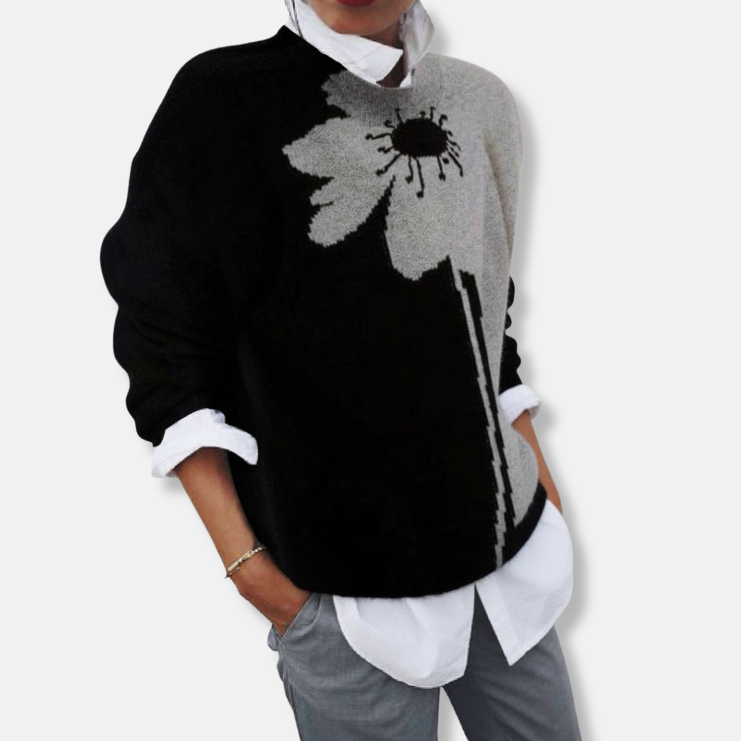 Sienna Relaxed Fit Sweatshirt | Abstract Print Crewneck Sweatshirt