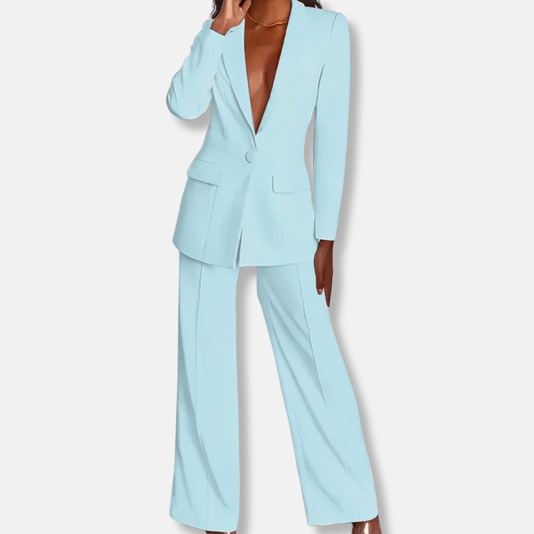 Isla Tailored Fit Blazer And Wide-Leg Trousers | Formal Two-Piece Set