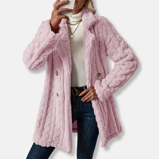 Francesca Wool Relaxed Fit Coat | Collared Button Front Winter Coat