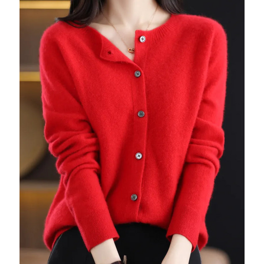 Florence Wool Regular Fit Cardigan | Button Front Long Sleeve Cardigan