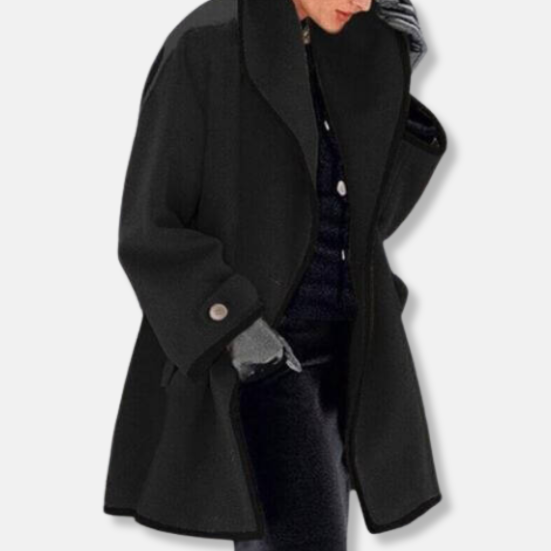 Isla Wool Relaxed Fit Coat | Collared Thigh-Length Coat