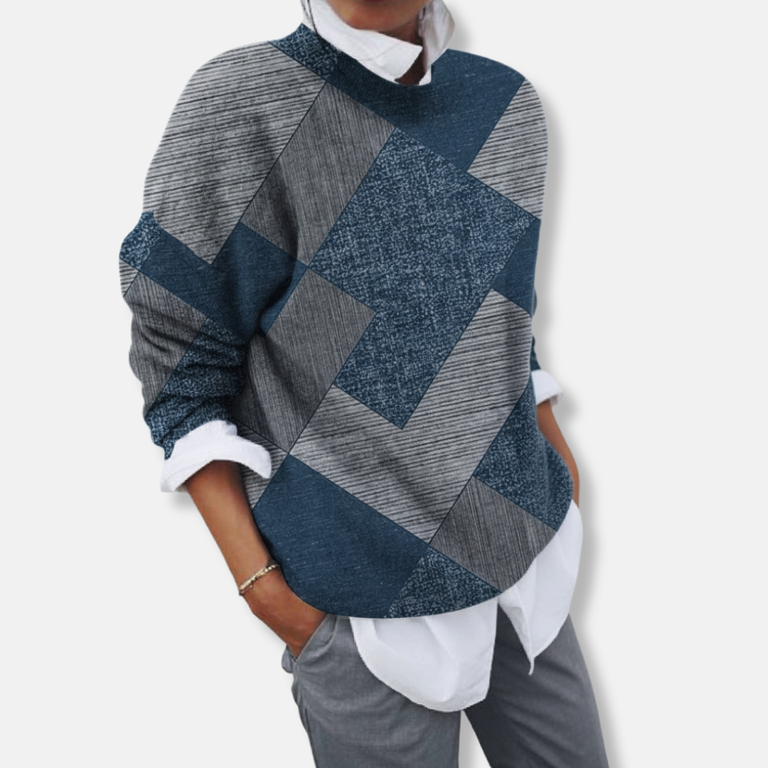 Sienna Relaxed Fit Sweatshirt | Abstract Print Crewneck Sweatshirt